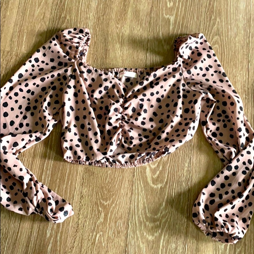 Romwe off the shoulder polkadot blouse
